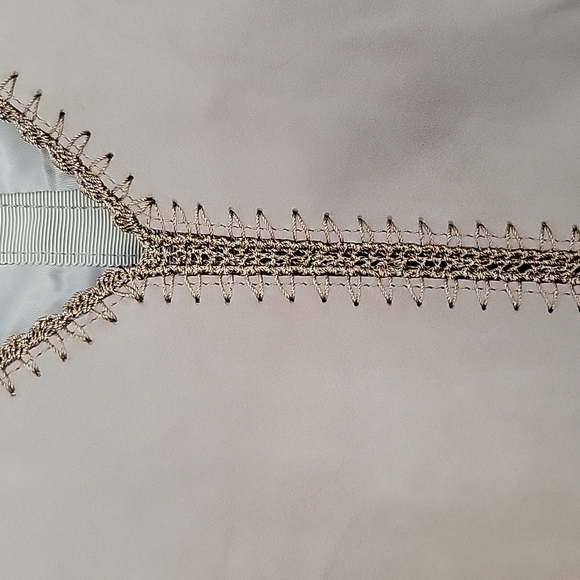 DAKOTA SUEDE LEATHER TOP BLANKET Stitch Crochet Details Zipper Back sz L $298 - Picture 3 of 5